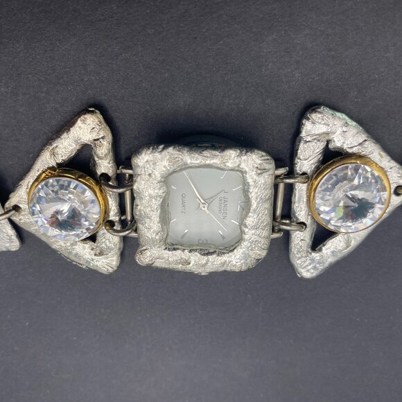 Rare Vintage J Jansen Watch Women Silver / Gold Tone Art Handmade 7.75 - 6.25" - Picture 3 of 16